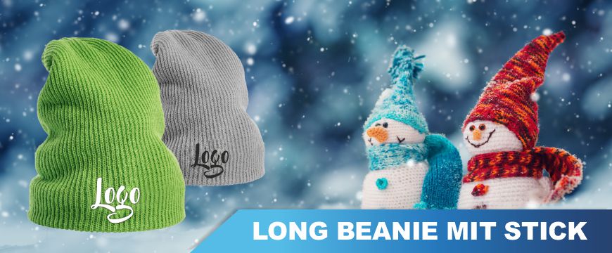 Bestickte Long Beanie Mützen vom Allesdrucker