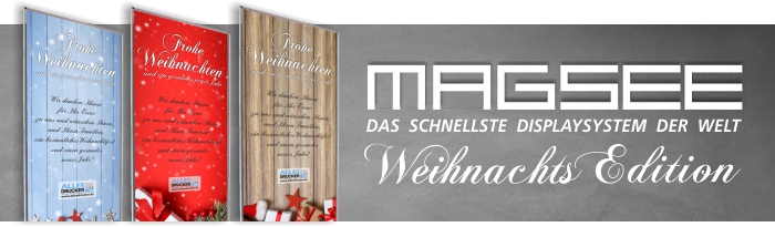 MAGSEE Displaysystem mit weihnachtlichen Layouts
