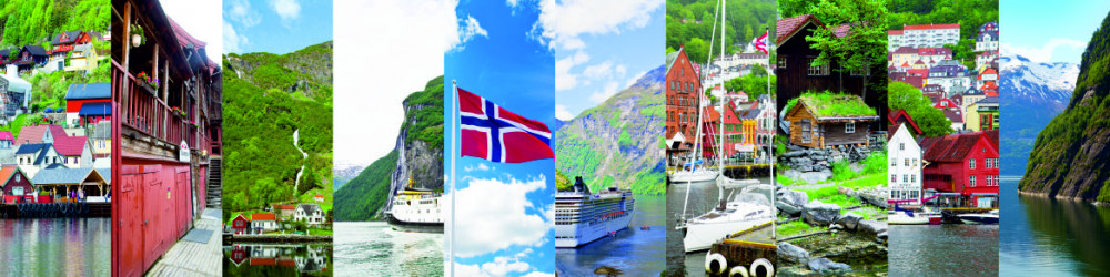 Norwegen Fahne mit Panorama