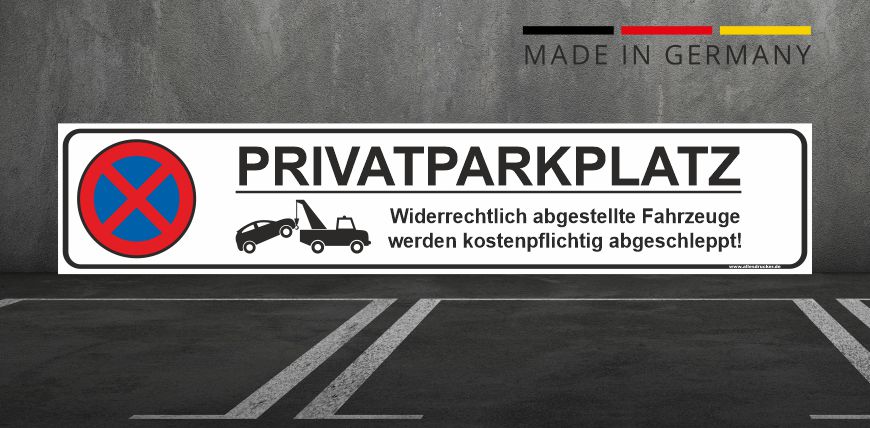 Parkverbotsschild quer - Privatparkplatz