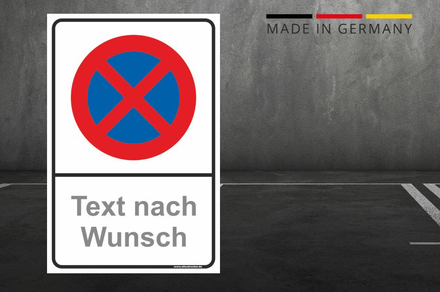 Parkverbotsschild im Hochformat mit Wunschtext und/oder Logo