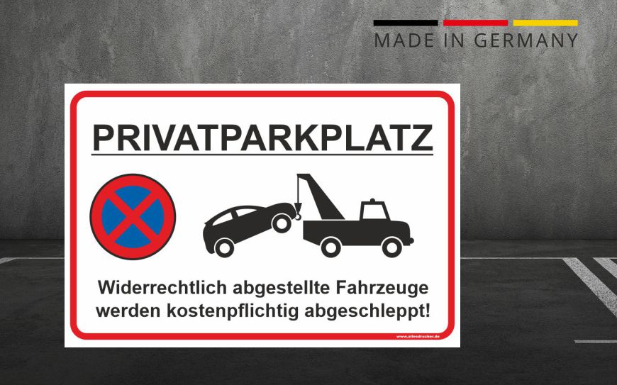 Schilder für Privatparkplätze