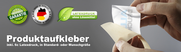 Produktaufkleber bedruckt vom Allesdrucker