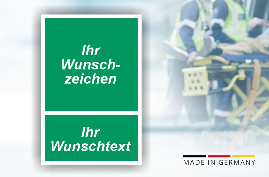 Rettungsschild individuell bedruckt