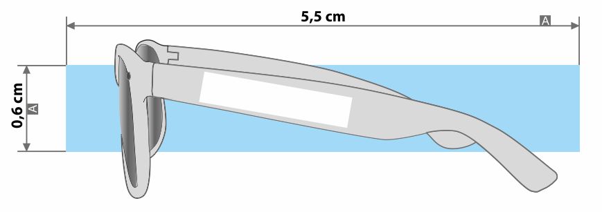 Sonnenbrillen Druckbereich Der Druckbereich auf den Werbe-Sonnenbrillen