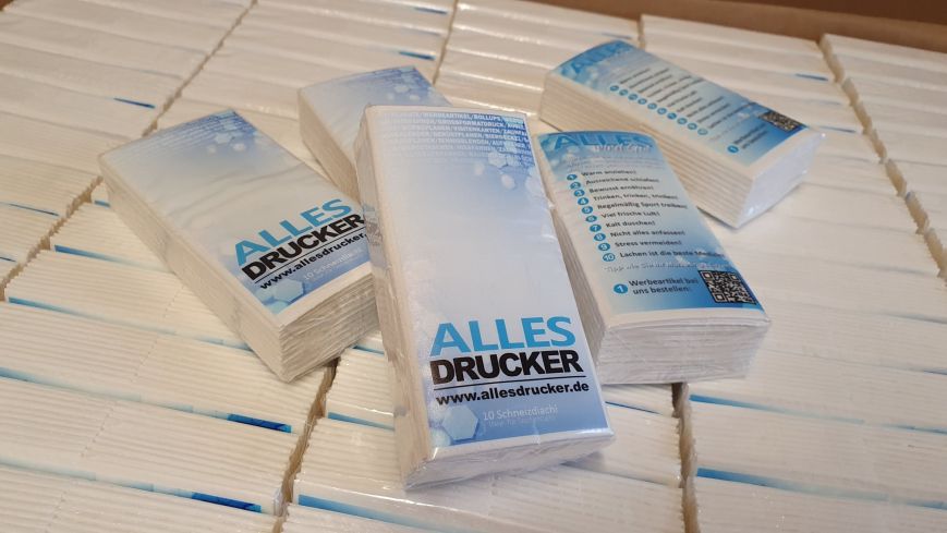 Beispiele von Taschentücher in bedruckter Folienverpackung