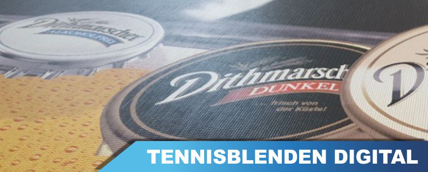 Tennisblenden bedruckt Bedruckte Tennisblenden / Digitaldruckblenden in den vier gängigsten Größen