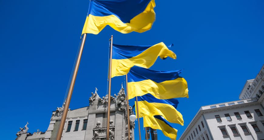Ukraine Fahne für Fussballfans 
