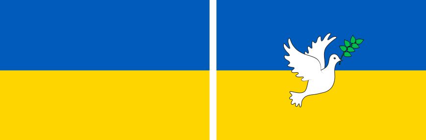 Ukraine Fahne Standard und als Friedensfahne