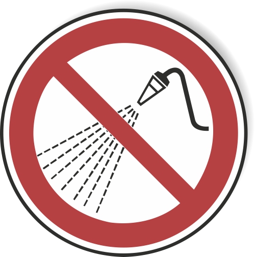 Verbotsschild aus Aluverbund - Wasser spritzen verboten