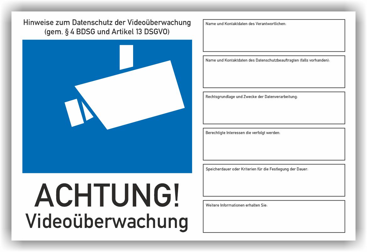 Videoüberwachungs Schild nach DSGVO