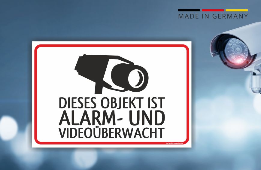 Videoüberwachung Schild - Objekt ist alarm- und videoüberwacht!