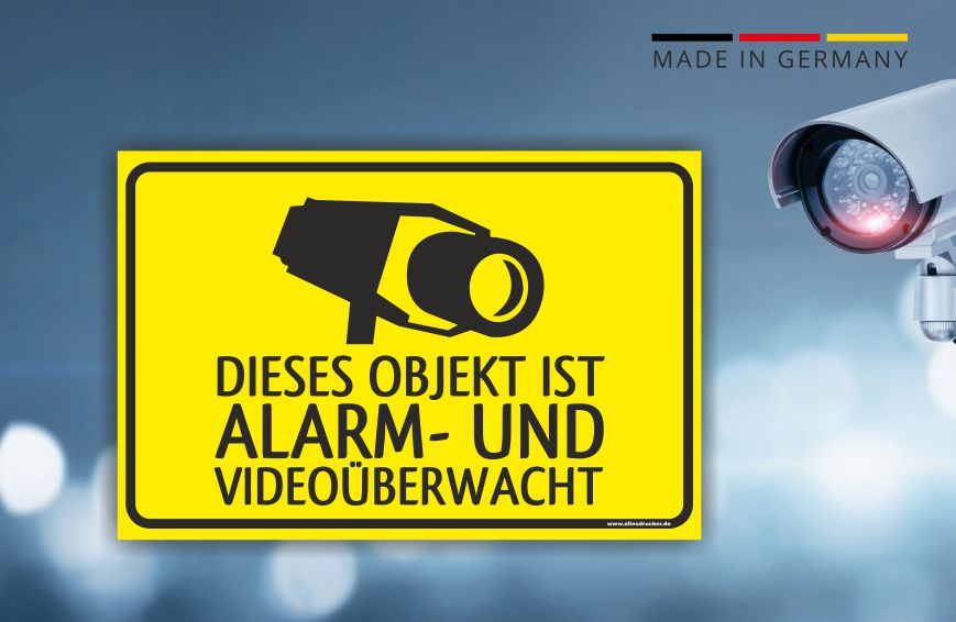 Videoüberwachung Schild - Objekt ist alarm- und videoüberwacht!