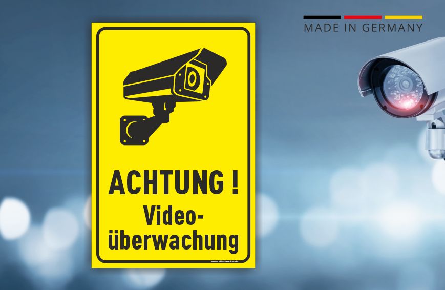 Videoüberwachung Schild - ACHTUNG Videoüberwachung gelb