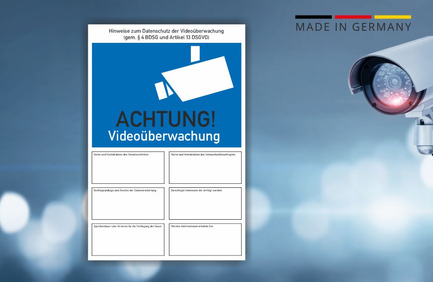 Videoüberwachung Schild im Hochformat - DSGVO konform