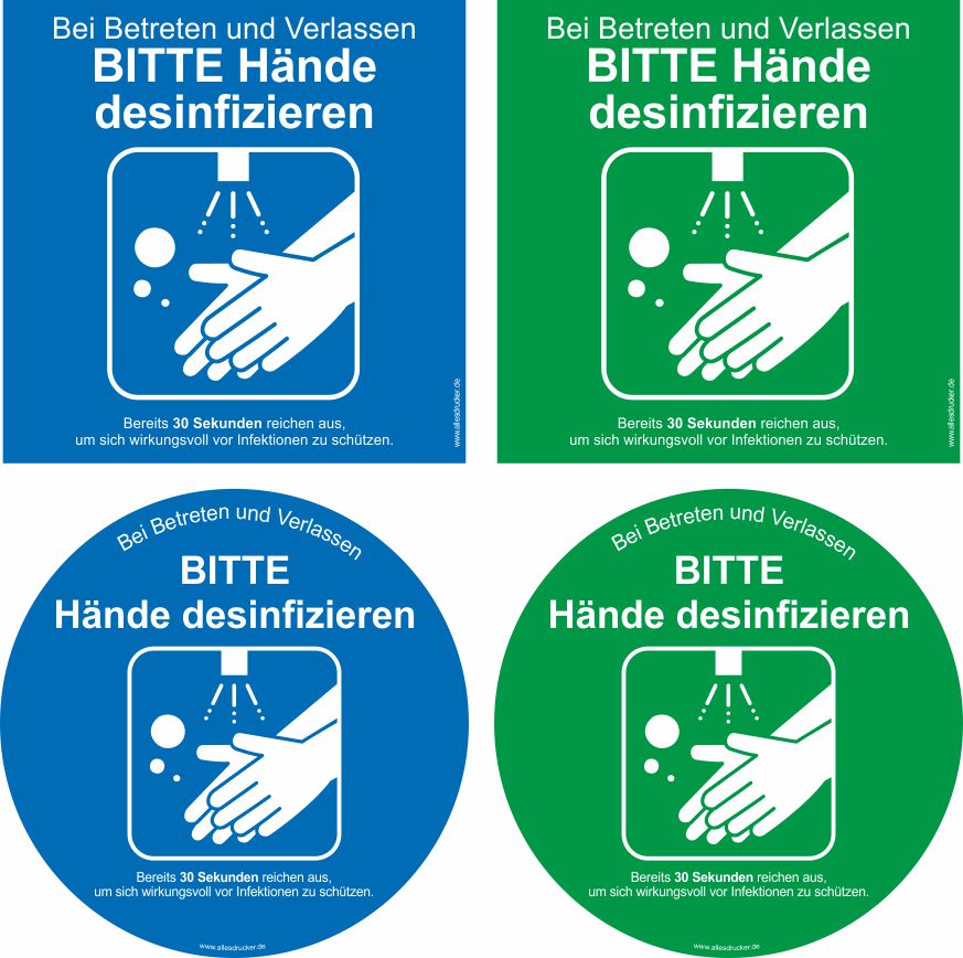 Das Layout unserer Desinfektionsspender Hinweisschilder