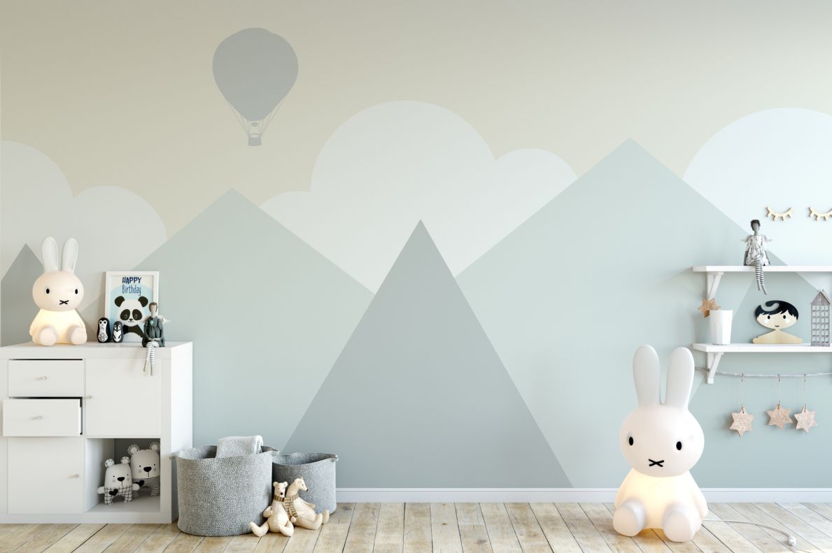 Bedruckte Wandtapete in einem Kinderzimmer