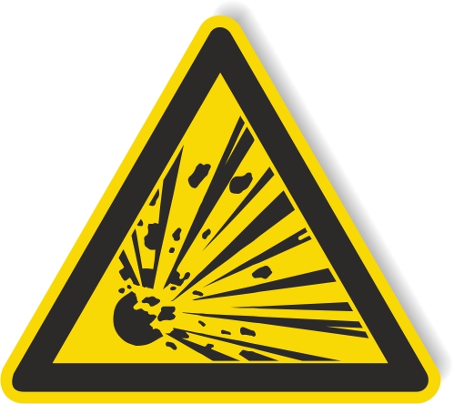 Warnschild aus Aluverbund - Warnung vor explosionsgefährlichen Stoffen