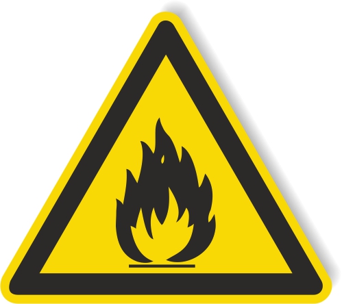 Warnschild aus Aluverbund - Warnung vor feuergefährlichen Stoffen