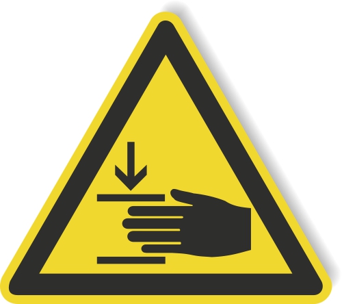 Warnschild aus Aluverbund - Warnung vor Handverletzungen