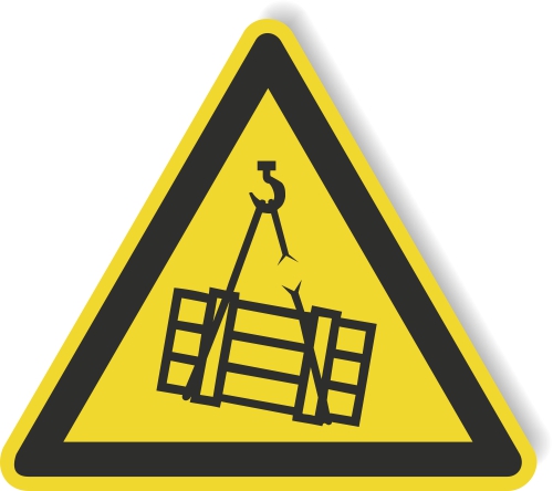 Warnschild aus Aluverbund - Warnung vor schwebender Last
