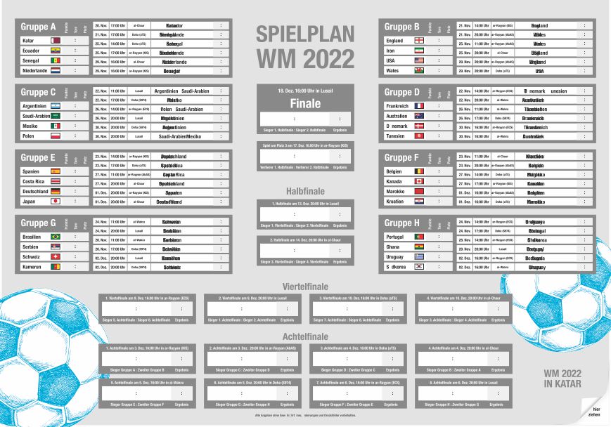 Spielplan WM2022 faltbar neutral